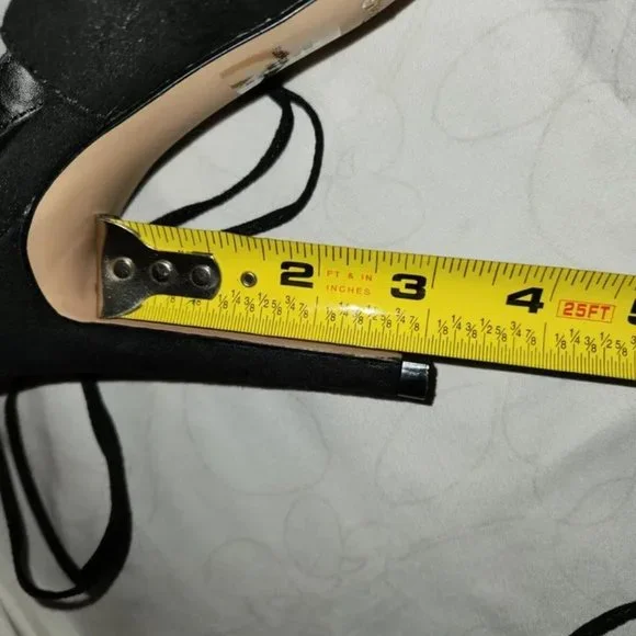 Express Black Suede Lace-Up Ankle Tie Stiletto Heels Pumps Size 8 - Picture 6 of 7